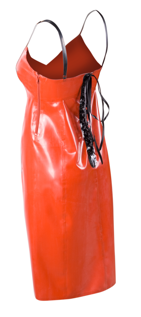 Rita Kleid  Latex Rücken Bandverschluss  rot 40