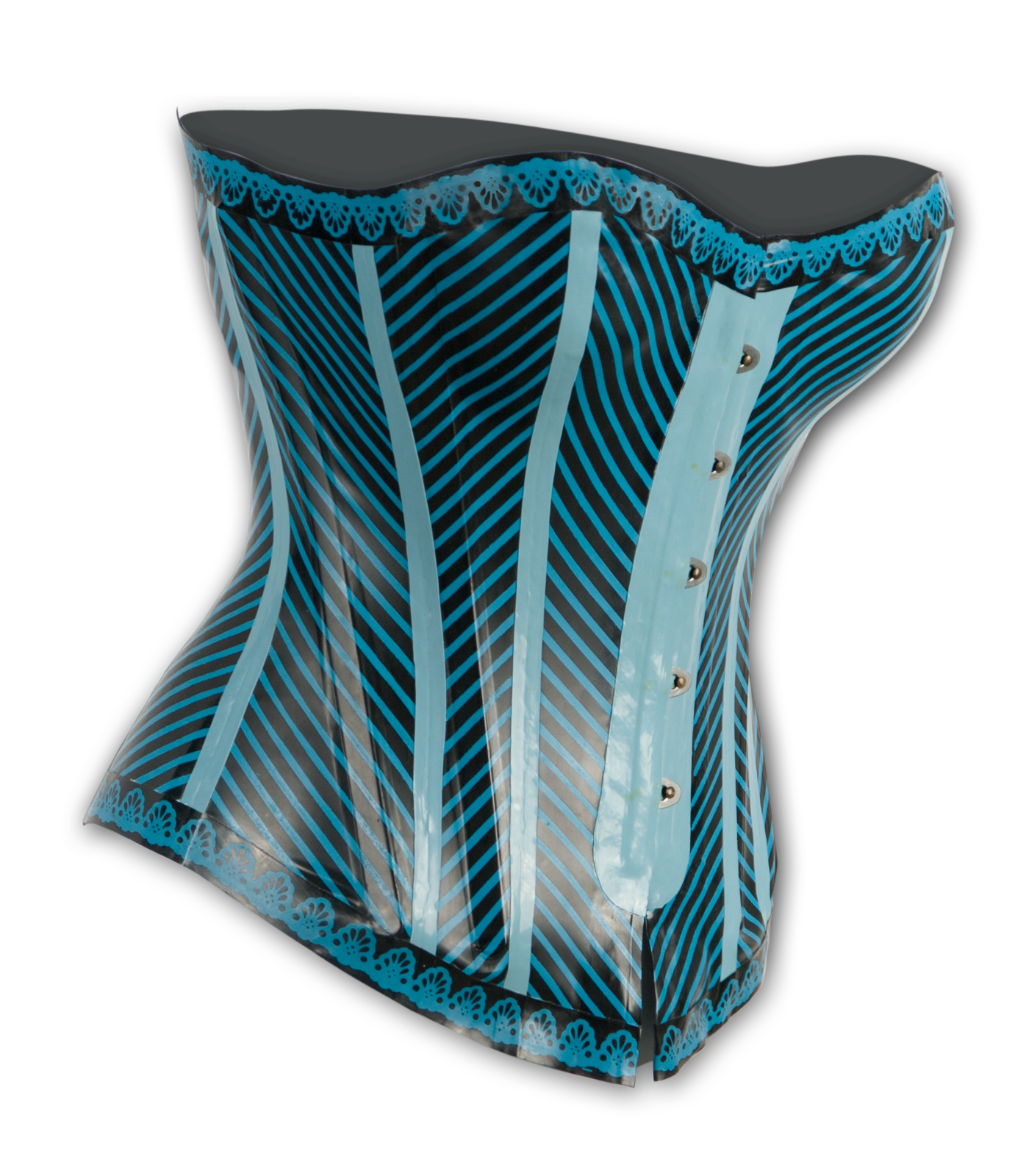 Victoria Corsage Latex schwarz blau   Korsettschliesse 36